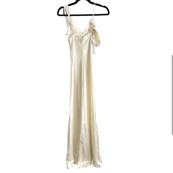 New Reformation Ronda Silk Dress Ivory - Picture 4 of 6